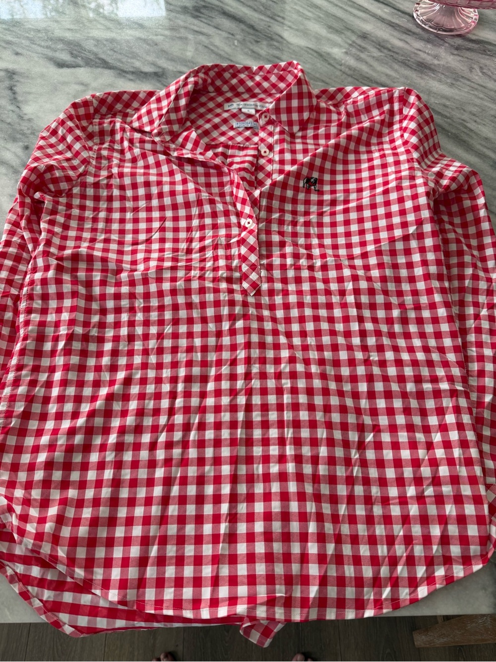 Southern Tide Red and White Gingham Button-Down Shirt